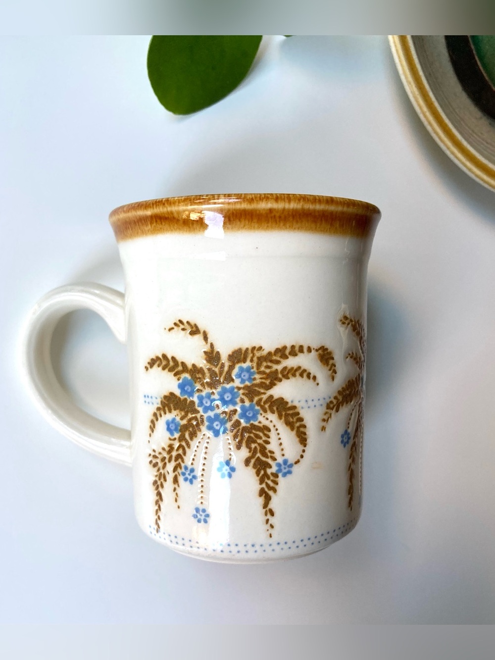Vintage Biltons England Embossed Blue Floral Stoneware Coffee Mug - Blue Flowers